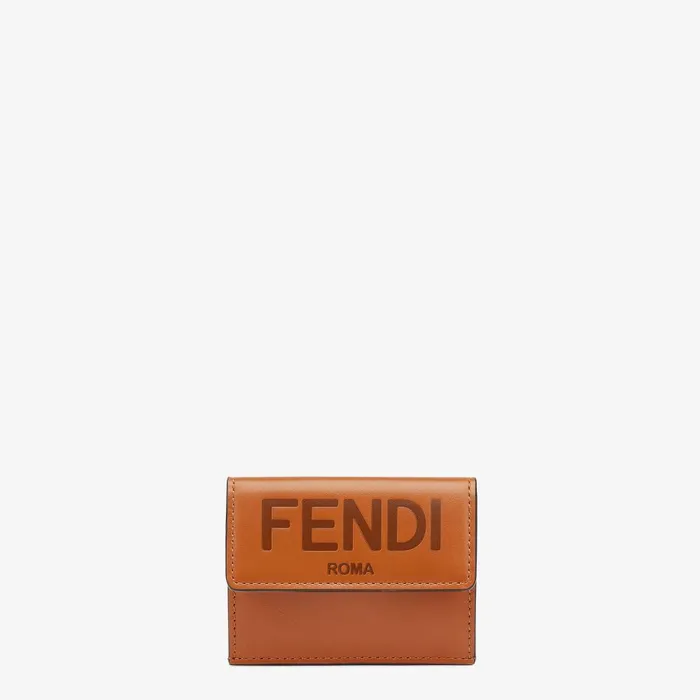 Fendi Wallets Fendi Roma Micro Trifold Brown Leather Wallet 8211 Women