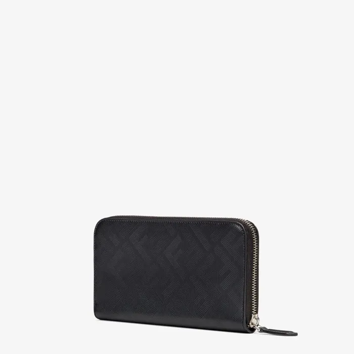 Fendi Wallets Fendi Shadow Diagonal Zip Around Black Leather Wallet 8211 Men