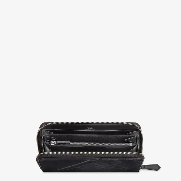 Fendi Wallets Fendi Shadow Diagonal Zip Around Black Leather Wallet 8211 Men
