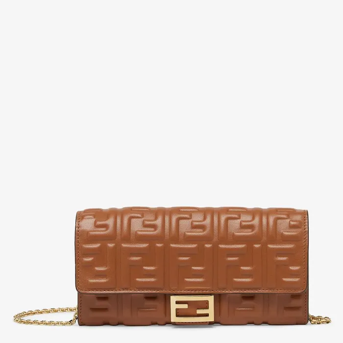 Fendi Wallets On Chain Baguette Continental Wallet With Chain Brown Nappa Leather Wallet 8211 Women Fendi Wallets On Chain Baguette Continental Wallet With Chain Brown Nappa Leather Wallet 8211 Women