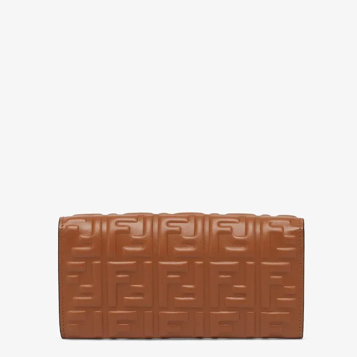 Fendi Wallets On Chain Baguette Continental Wallet With Chain Brown Nappa Leather Wallet 8211 Women