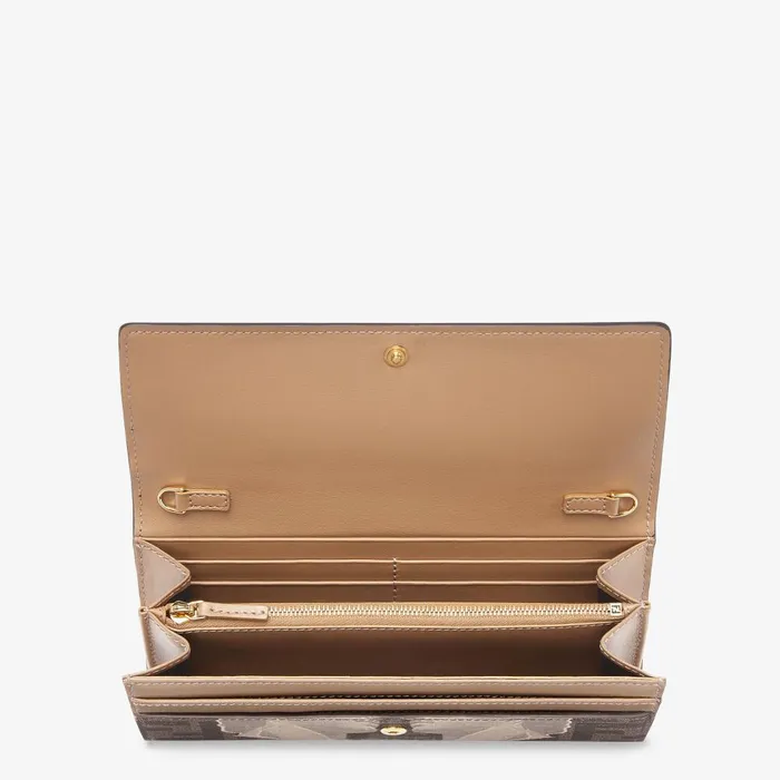 Fendi Wallets On Chain Continental With Chain Brown FF Fabric Wallet With Statue Print 8211 Women