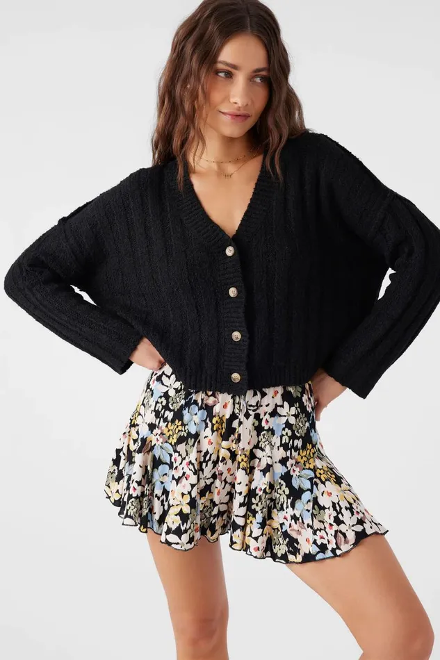 FERRIS BUTTON FRONT SWEATER CARDIGAN Black Women O039NEILL Clothing