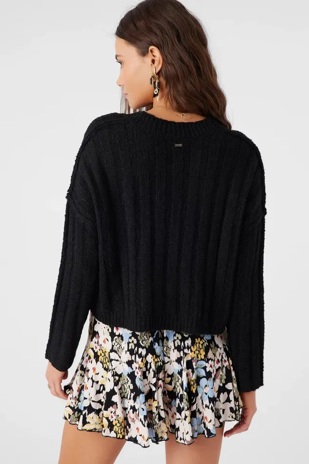 FERRIS BUTTON FRONT SWEATER CARDIGAN Black Women O039NEILL Clothing