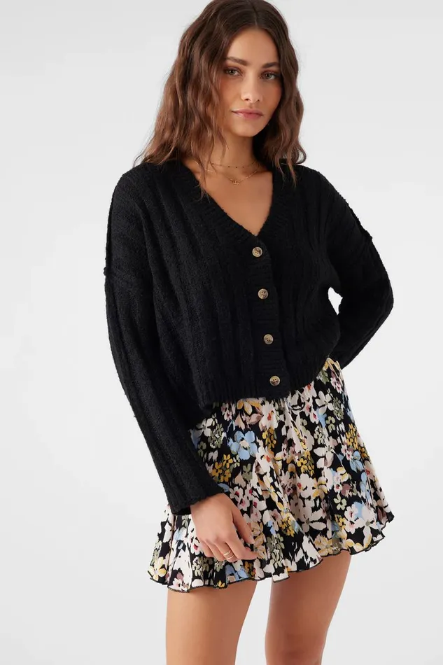 FERRIS BUTTON FRONT SWEATER CARDIGAN Black Women O039NEILL Clothing