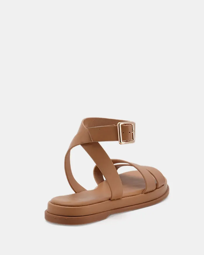 Flat Sandals TAHJ CAMEL Strappy Sandals NOVO Shoes Women