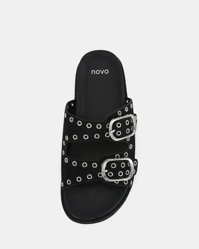 Flat Sandals Women NOVO Shoes SALMAR BLACK Sandals