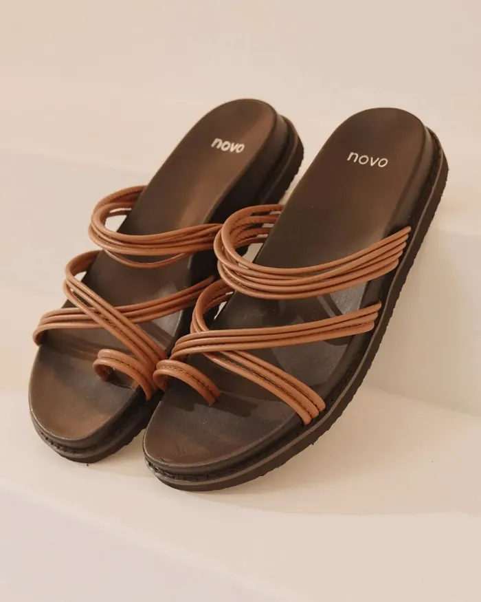 Flat Sandals Women SALICE CARAMEL Flatform NOVO Shoes