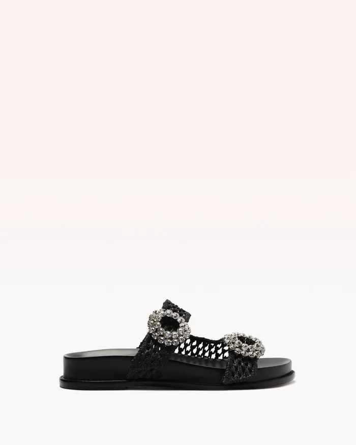Flats Women Alexandre Birman Salma Raffia Crystal Flat Black