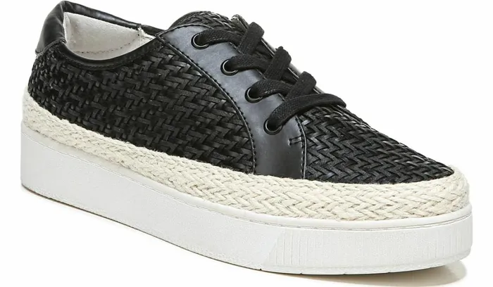 Flats Women Franco Sarto Franco Hyria Platform Sneaker Black Woven Leather
