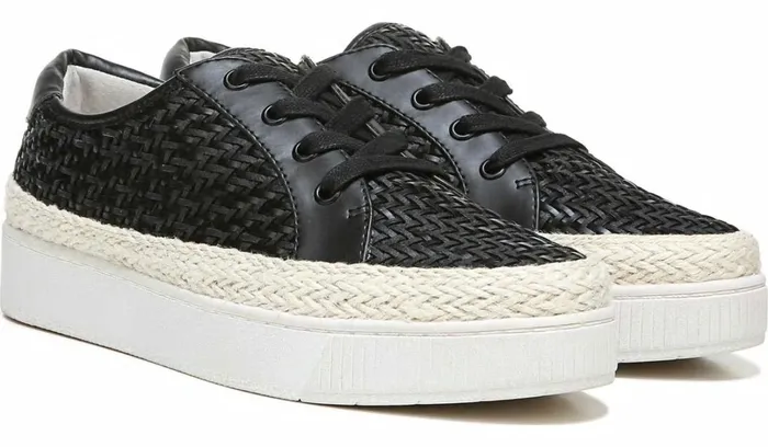 Flats Women Franco Sarto Franco Hyria Platform Sneaker Black Woven Leather