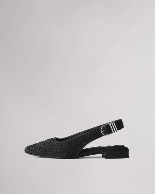 Flats Women Rag and Bone Astra Diamante Slingback Black Denim