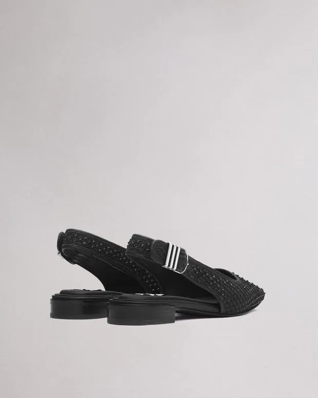 Flats Women Rag and Bone Astra Diamante Slingback Black Denim