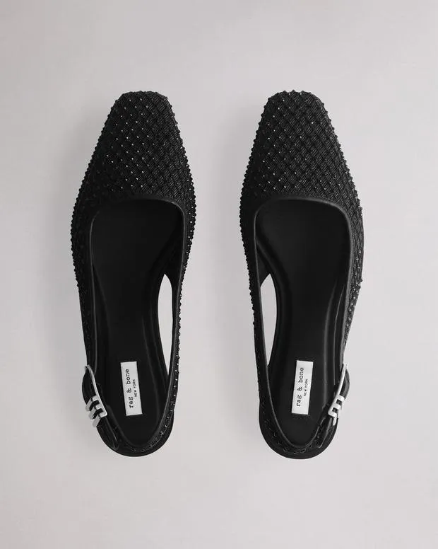 Flats Women Rag and Bone Astra Diamante Slingback Black Denim