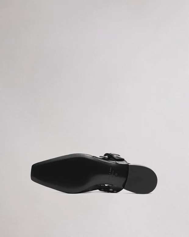 Flats Women Rag and Bone Astra Leather Slingback Black Patent