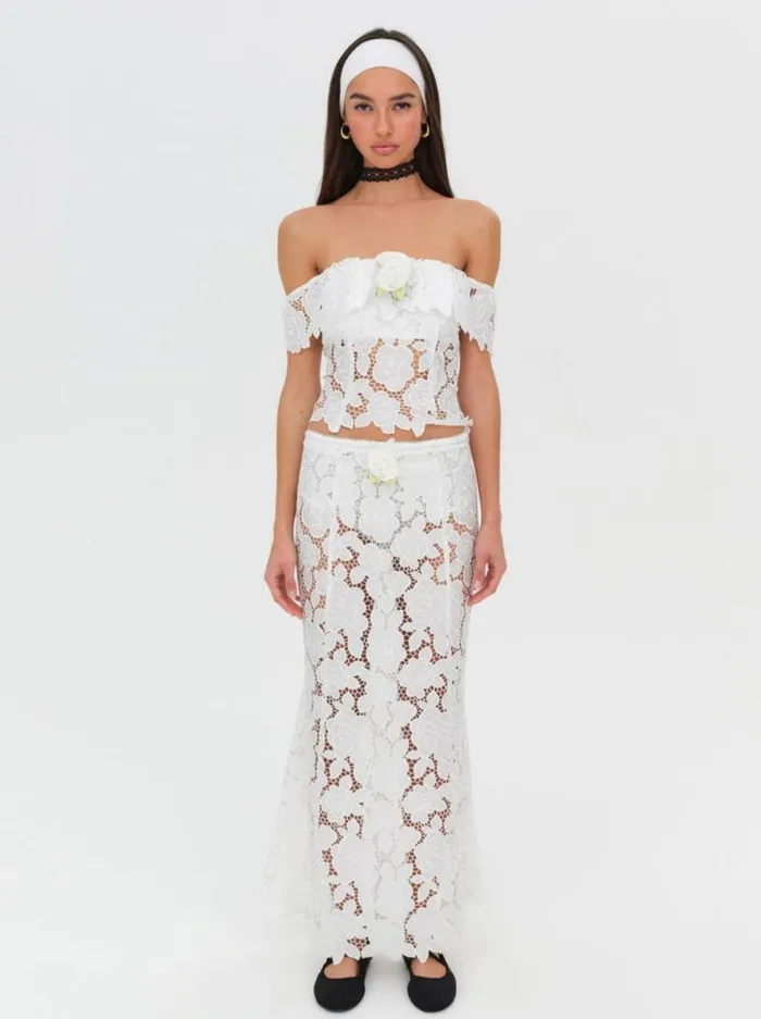 For Love and Lemons Bottoms Claudia Maxi Skirt White 8211 Women
