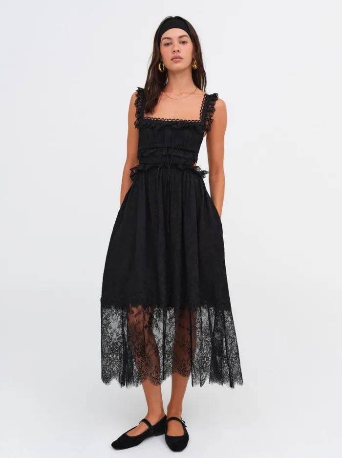 For Love and Lemons Dresses Deane Midi Dress Black 8211 Women