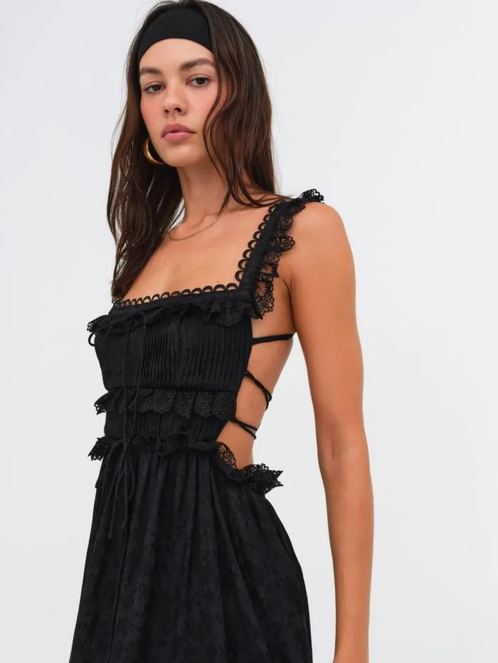 For Love and Lemons Dresses Deane Midi Dress Black 8211 Women For Love and Lemons Dresses Deane Midi Dress Black 8211 Women