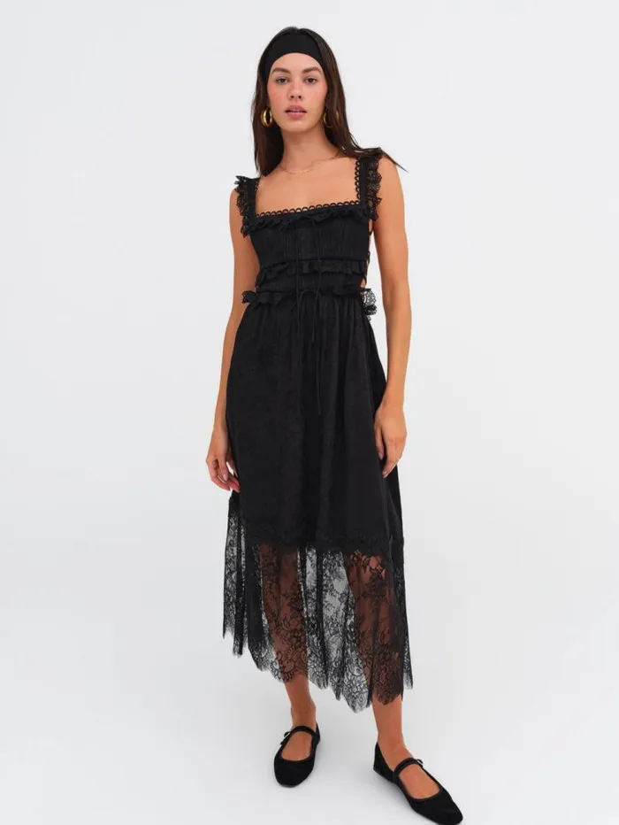 For Love and Lemons Dresses Deane Midi Dress Black 8211 Women For Love and Lemons Dresses Deane Midi Dress Black 8211 Women