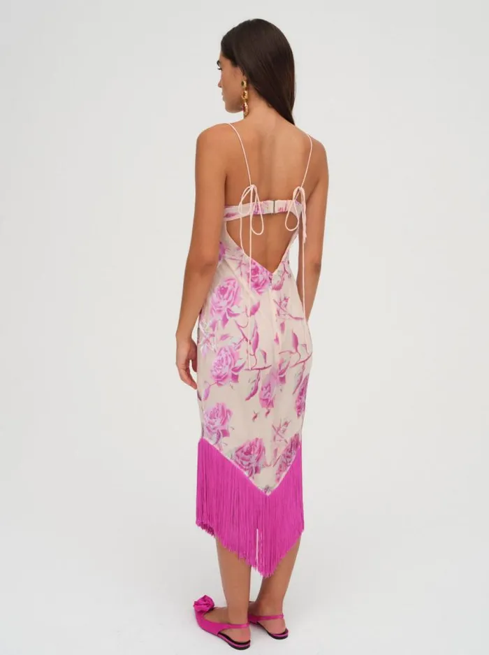 For Love and Lemons Dresses Rori Fringe Midi Dress Pink 8211 Women For Love and Lemons Dresses Rori Fringe Midi Dress Pink 8211 Women