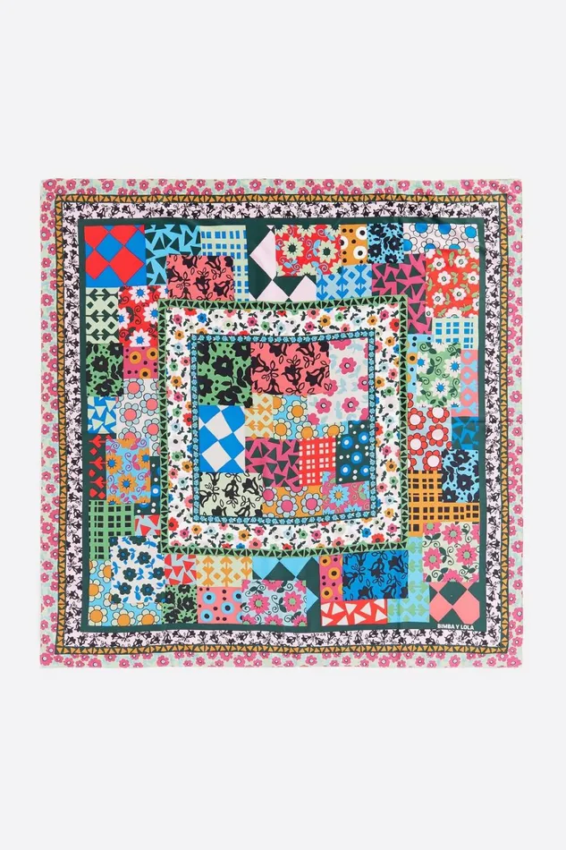 Fuchsia Patchwork And Frames Scarf Fuchsia Women Bimba Y Lola Scarves