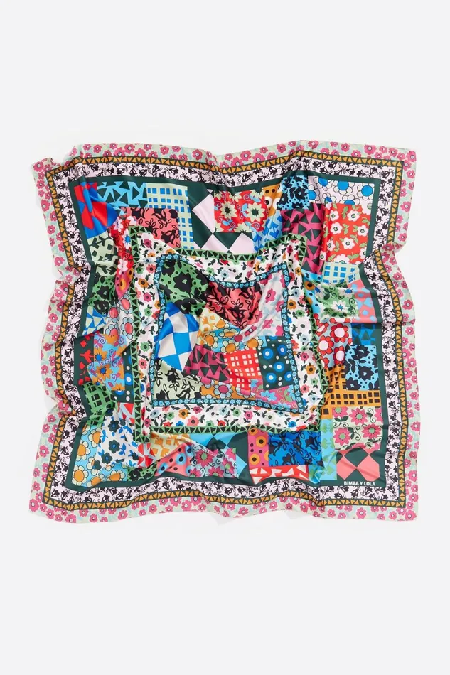 Fuchsia Patchwork And Frames Scarf Fuchsia Women Bimba Y Lola Scarves Fuchsia Patchwork And Frames Scarf Fuchsia Women Bimba Y Lola Scarves