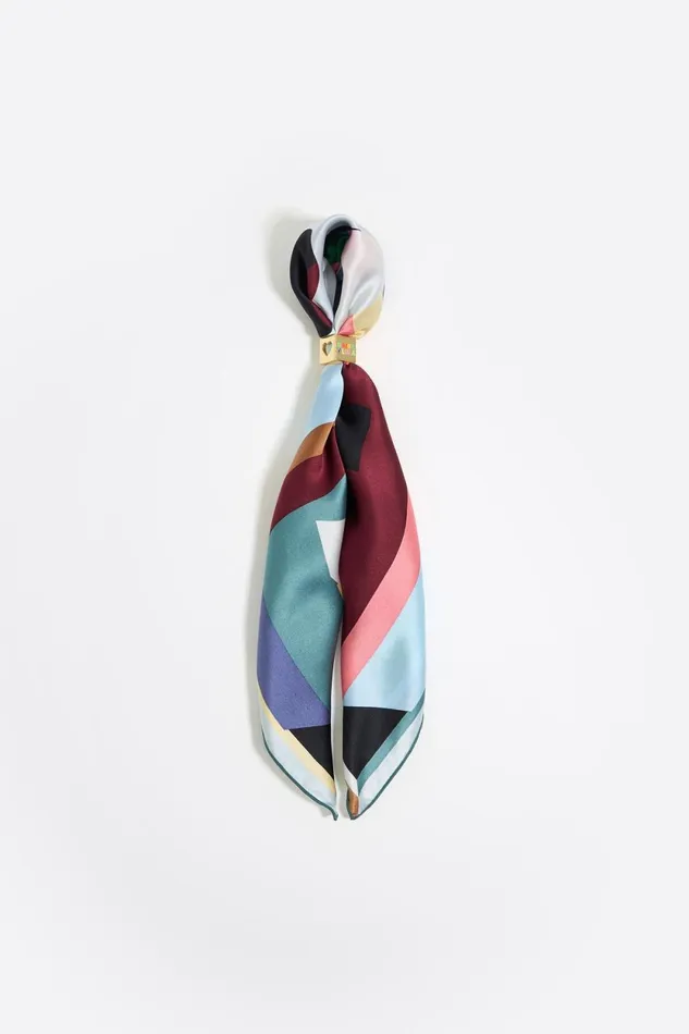 Geometric Logo And Metal Dice Scarf Charm Aquamarina Women Bimba Y Lola Bag Charms Geometric Logo And Metal Dice Scarf Charm Aquamarina Women Bimba Y Lola Bag Charms