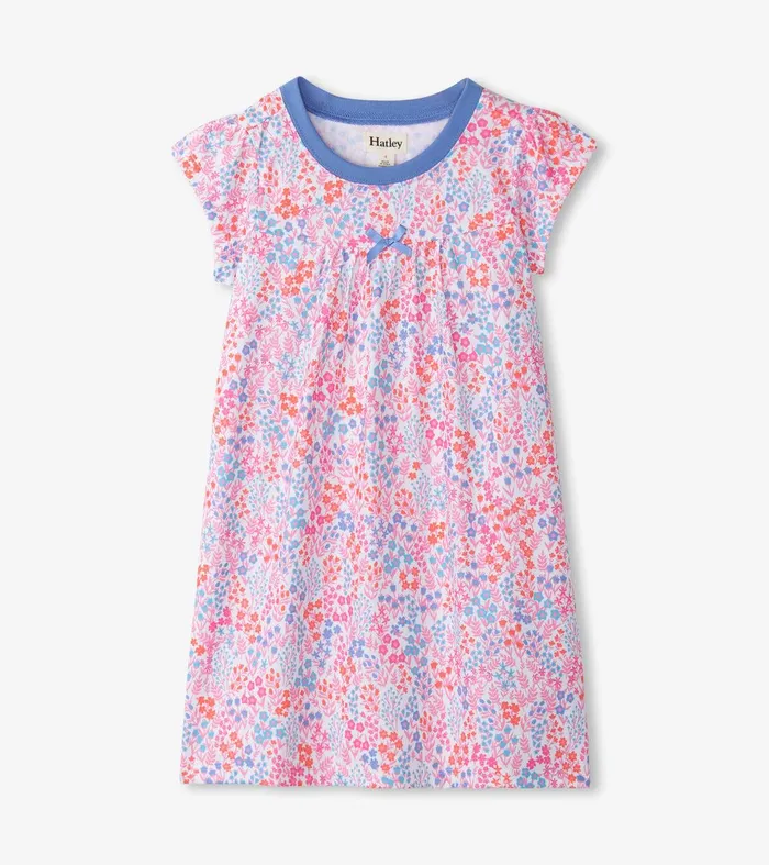 Girls Ditsy Floral Short Sleeve Nightgown Hatley