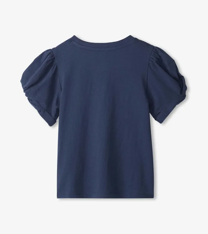 Girls Navy Twisted Sleeve Tee Hatley