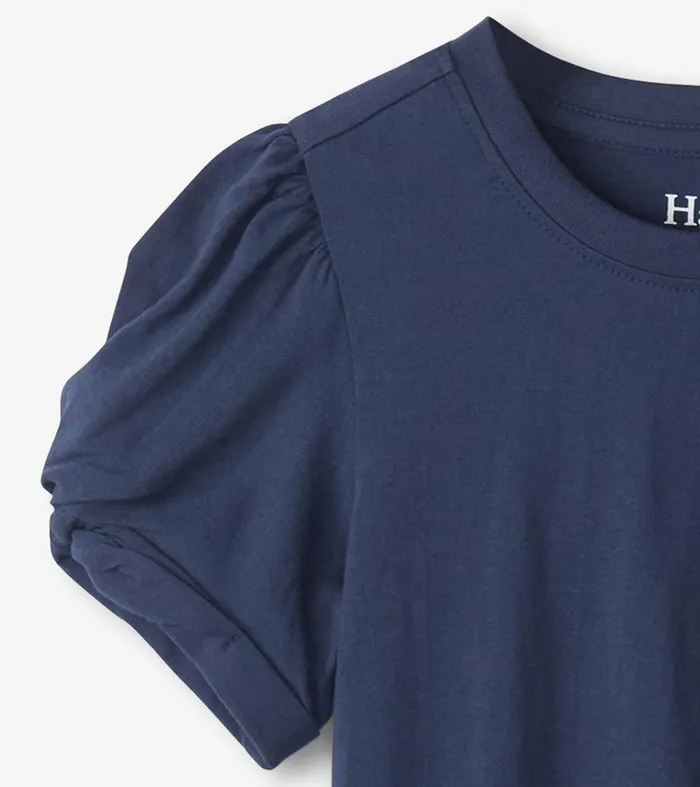 Girls Navy Twisted Sleeve Tee Hatley