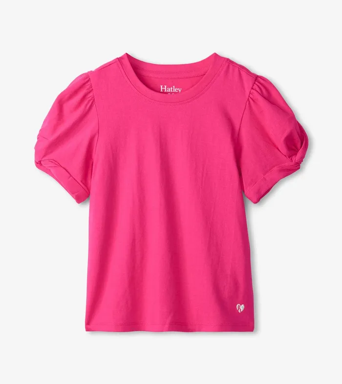 Girls Pink Twisted Sleeve Tee Hatley