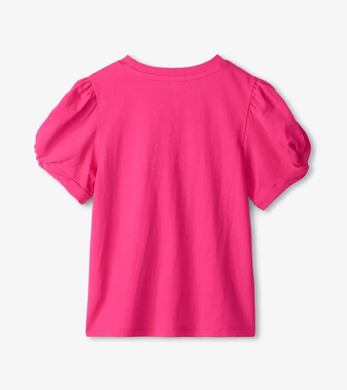 Girls Pink Twisted Sleeve Tee Hatley