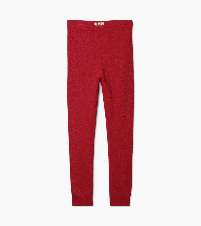 Girls Red Shimmer Knit Leggings Hatley