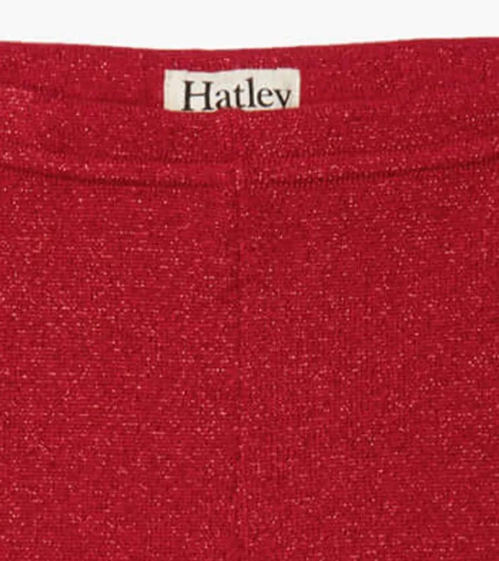 Girls Red Shimmer Knit Leggings Hatley