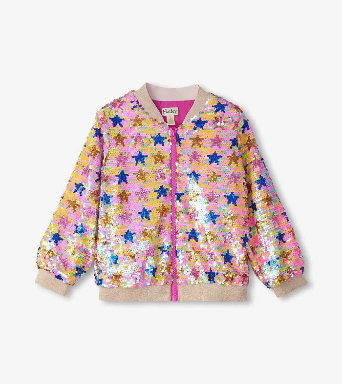 Girls Star Party Sequined Bomber Jacket Hatley