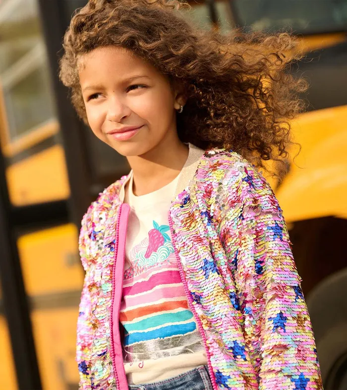 Girls Star Party Sequined Bomber Jacket Hatley