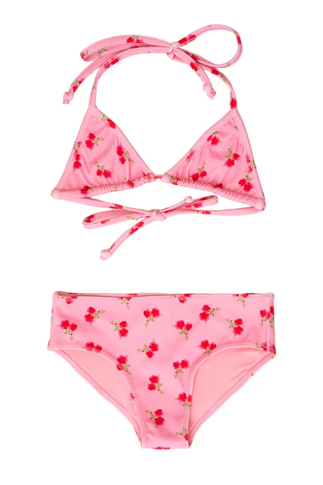 Girls Swim KidsWomen LoveShackFancy Girls Printed Finnie Bikini Swim Set Cherry Pink