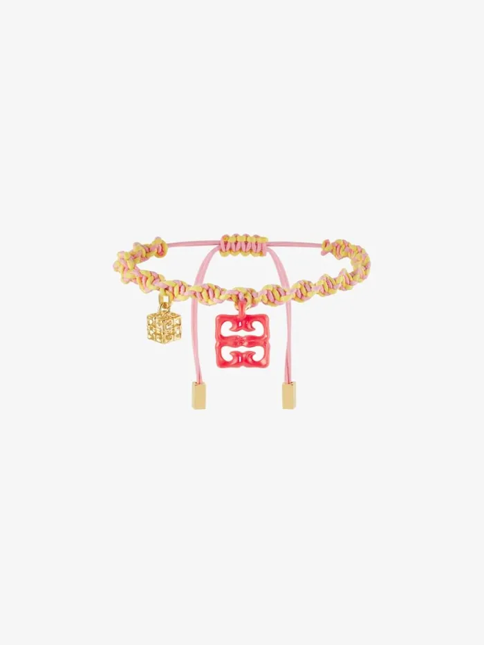 Givenchy 4G Liquid Bracelet In Woven Cotton Metal And Resin Coral Women Jewelry