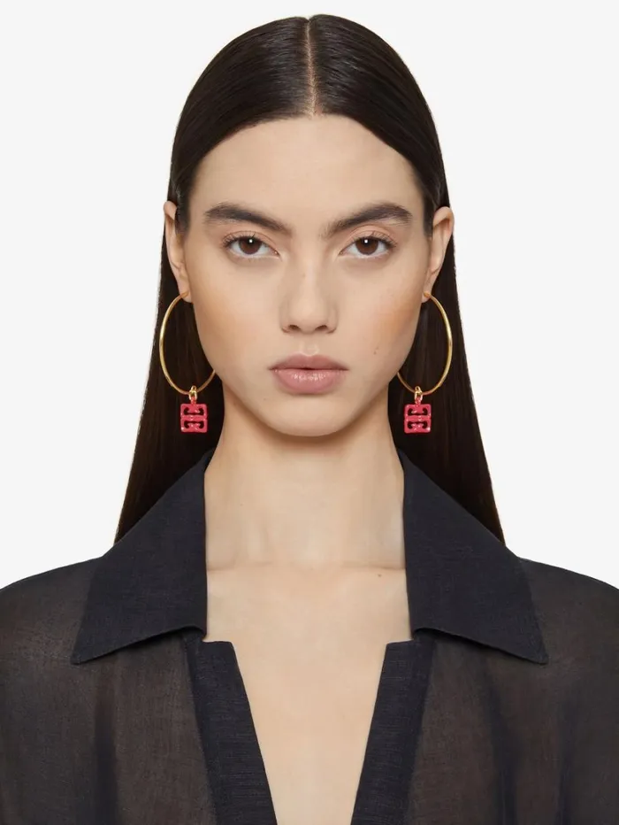 Givenchy 4G Liquid Earrings In Metal And Resin Coral Women Jewelry