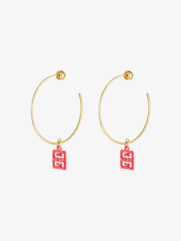 Givenchy 4G Liquid Earrings In Metal And Resin Coral Women Jewelry