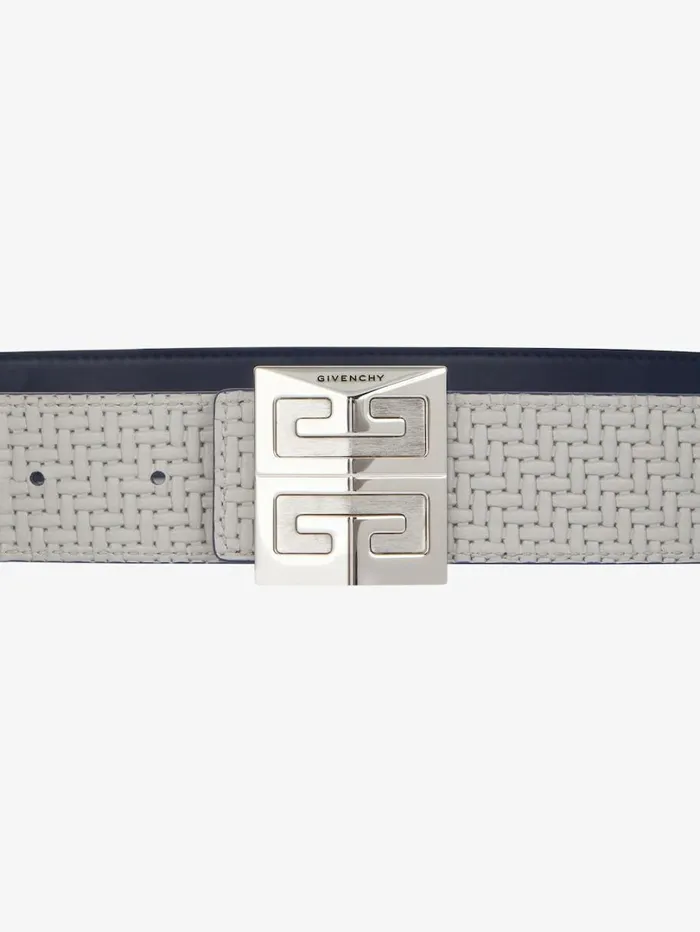 Givenchy 4G Reversible Belt In Braidedeffect Leather Navygrey Men Belts Givenchy 4G Reversible Belt In Braidedeffect Leather Navygrey Men Belts
