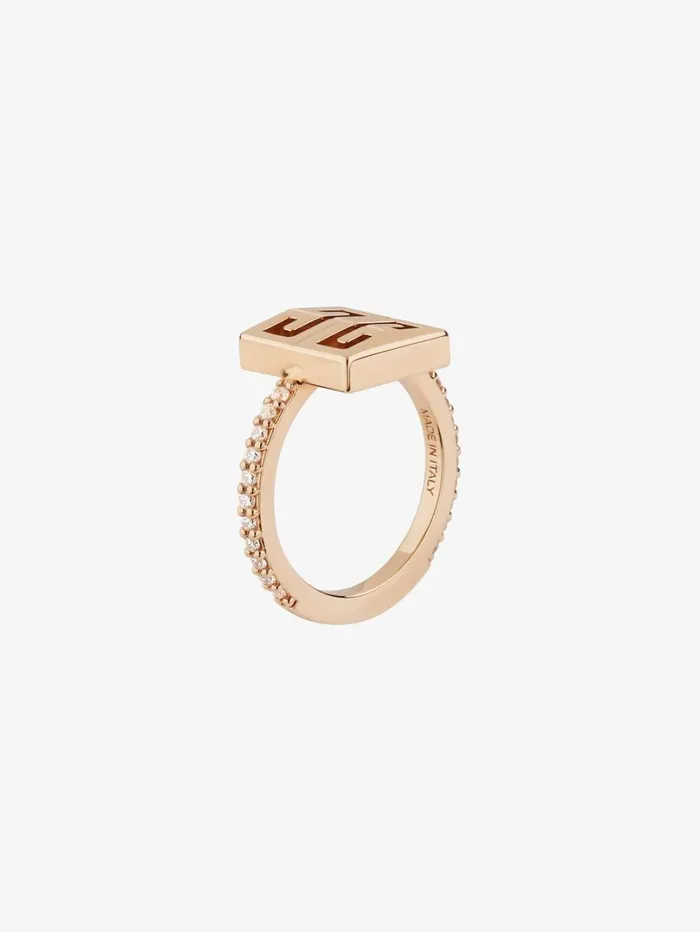 Givenchy 4G Ring In Metal With Crystals Rose Golden Women Jewelry Givenchy 4G Ring In Metal With Crystals Rose Golden Women Jewelry