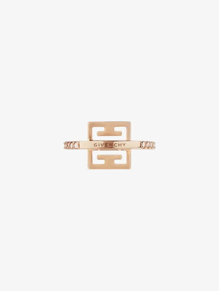 Givenchy 4G Ring In Metal With Crystals Rose Golden Women Jewelry Givenchy 4G Ring In Metal With Crystals Rose Golden Women Jewelry