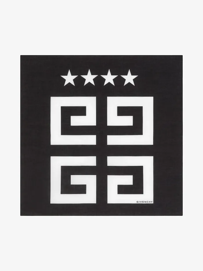 Givenchy 4G Stars Shawl In Cotton Black Men Scarves and Ties