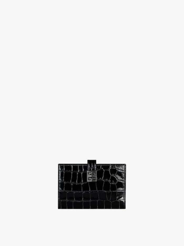 Givenchy 4G Wallet In Crocodile Effect Leather Black Women Wallets and Card Holders Givenchy 4G Wallet In Crocodile Effect Leather Black Women Wallets and Card Holders