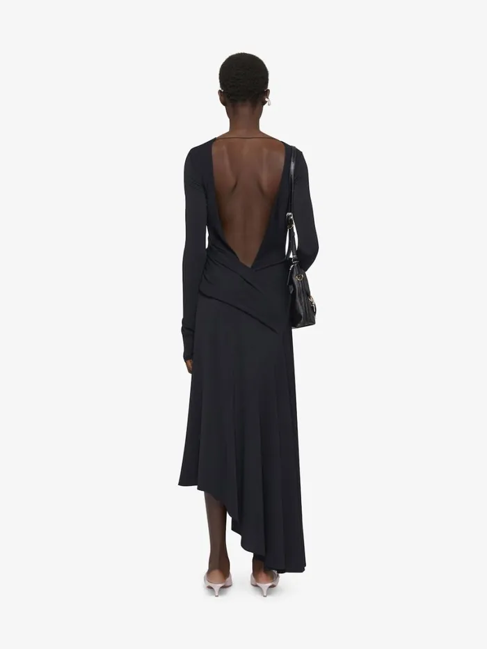 Givenchy Asymmetric Draped Dress In Crepe Jersey Black Women Dresses