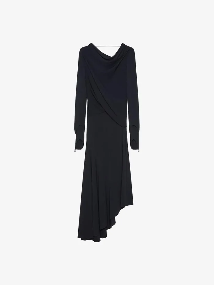 Givenchy Asymmetric Draped Dress In Crepe Jersey Black Women Dresses