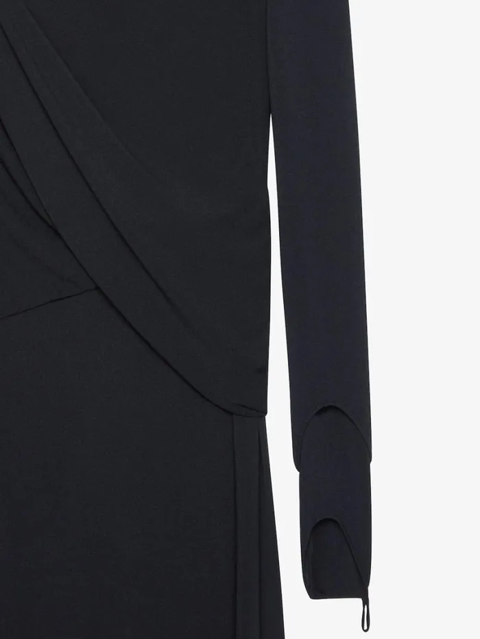Givenchy Asymmetric Draped Dress In Crepe Jersey Black Women Dresses