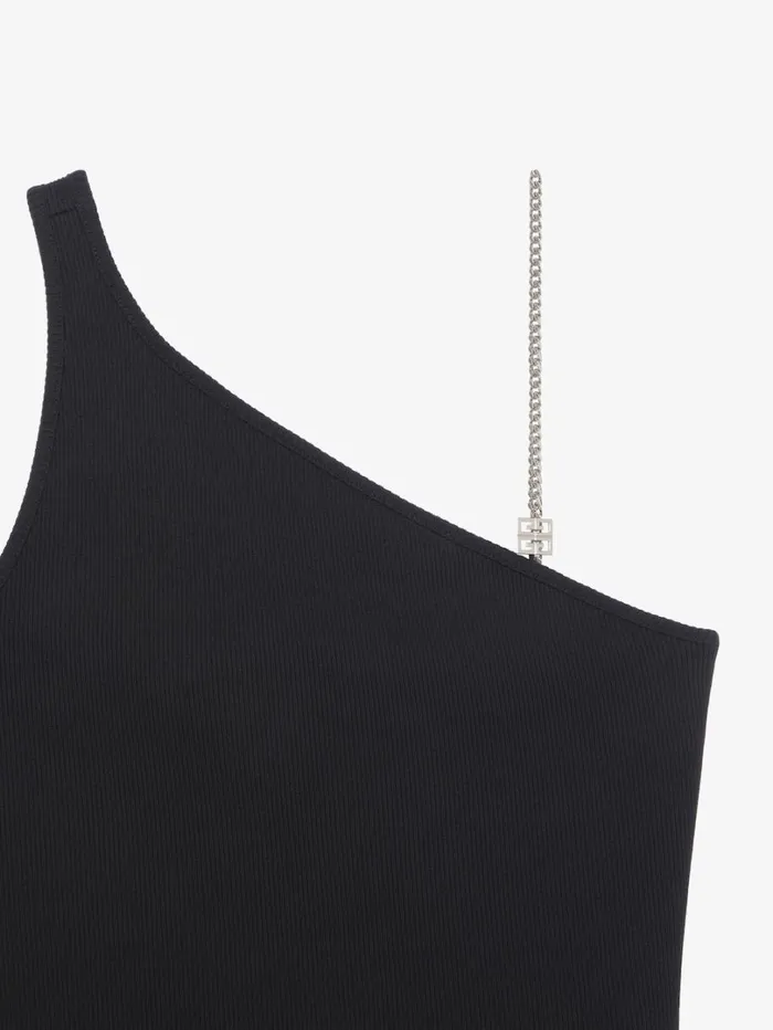 Givenchy Asymmetric Top In Cotton With Chain Detail Black Women Tops and Shirts