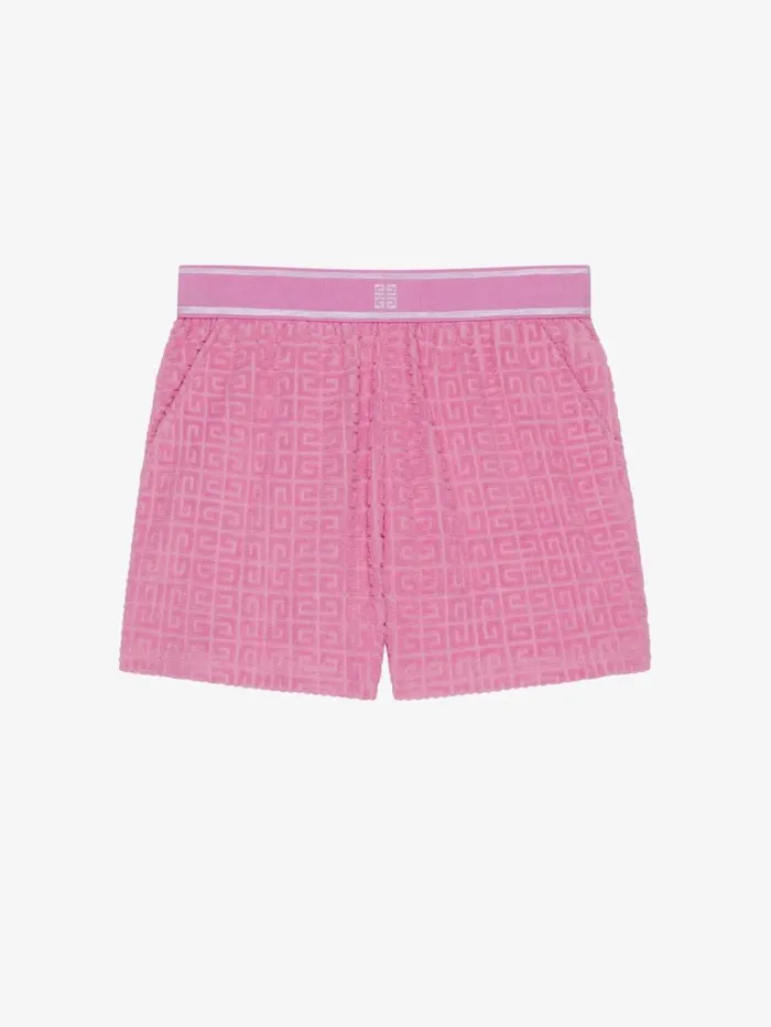Givenchy Bermuda Shorts In 4G Cotton Towelling Jacquard Pink WomenMen Baby 1 Month To 3 Years